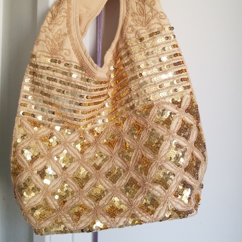 Gold Sequin Hobo Bag
